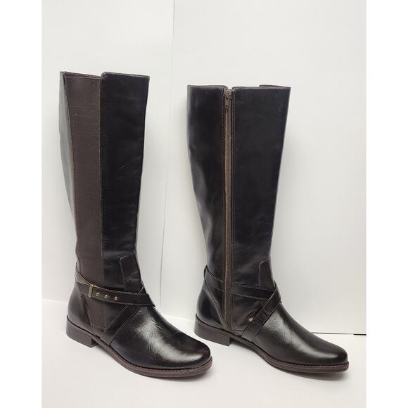 Steven By Steve Madden Women's Sydnee Tall Riding Brown Leather Boots Size 9.5W - Picture 1 of 10